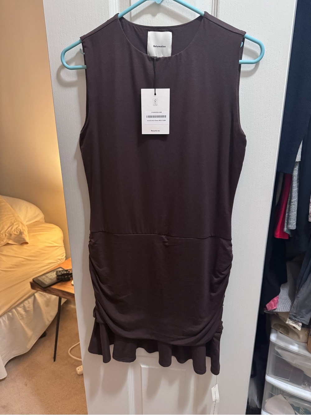 Reformation Chocolate Brown Sleeveless Shift Tank